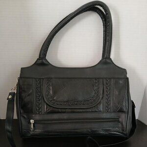 New Black Handbag with Detachable Crossbody Strap